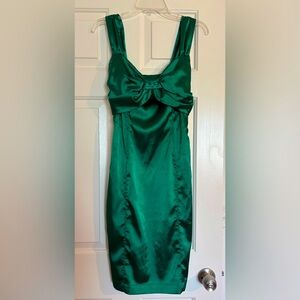 Roberto Cavalli Green Emerald  Satin Midi Dress Ruched 
Sz 40 NWT✨